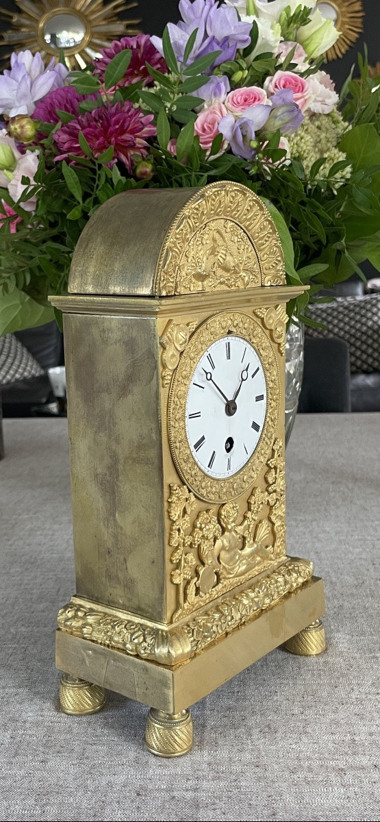 Pendule de chambre en bronze doré, époque empire vers 1810-photo-3