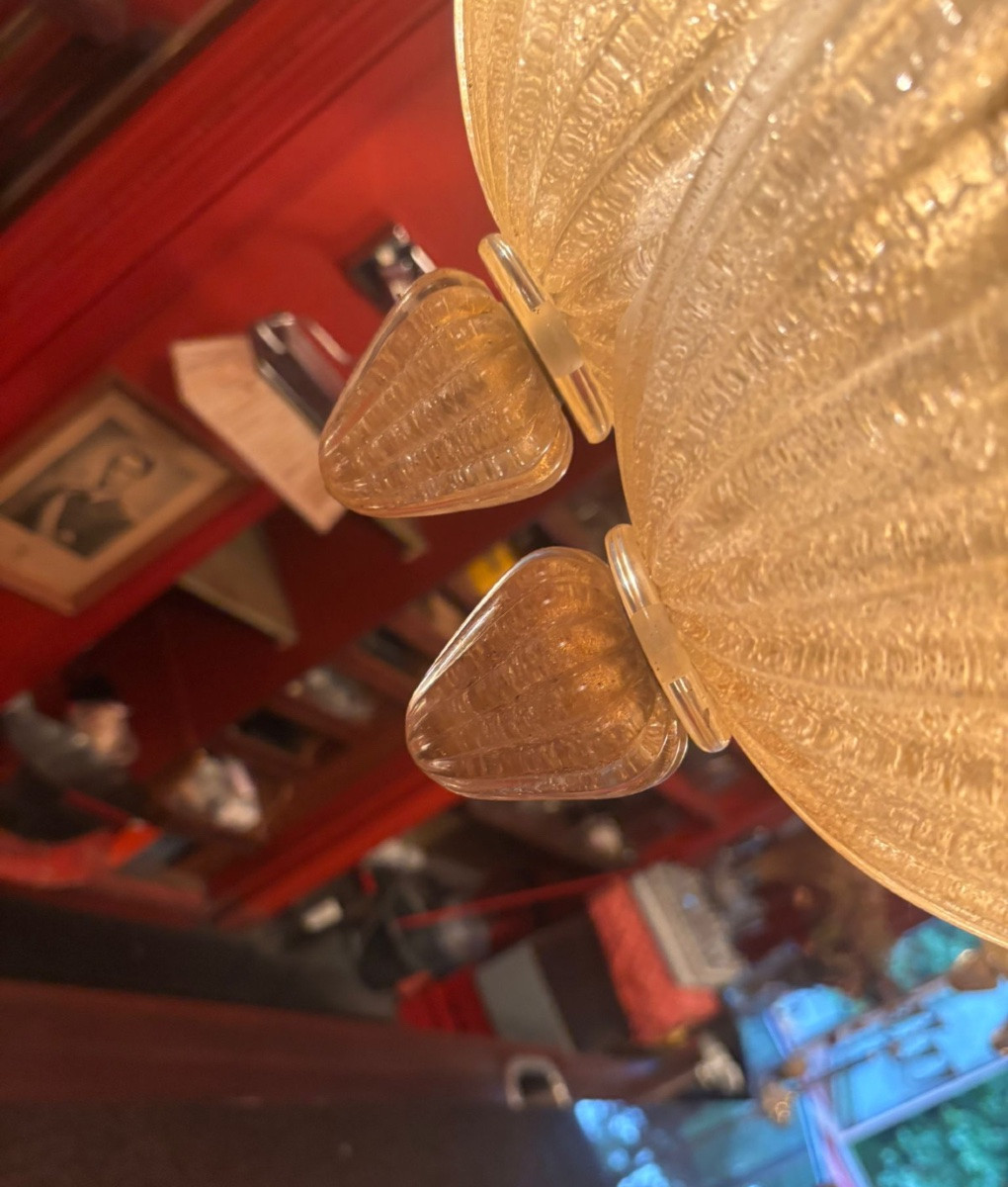 Série de 10 appliques en verre de Murano 55x43cm, incrustation de paille d’or-photo-7