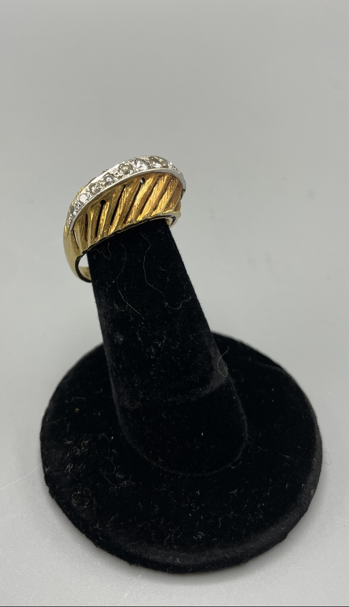 Bague or 18kt, sertie de 12 brillants vers 1960-photo-1