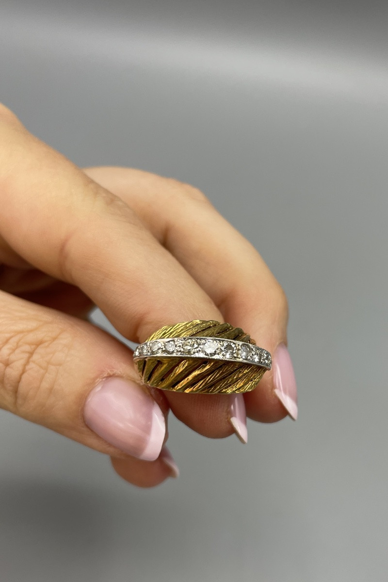 Bague or 18kt, sertie de 12 brillants vers 1960-photo-3