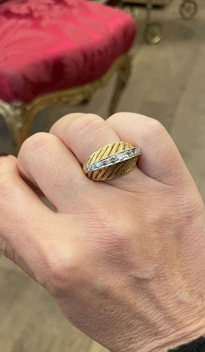 Bague or 18kt, sertie de 12 brillants vers 1960-photo-4