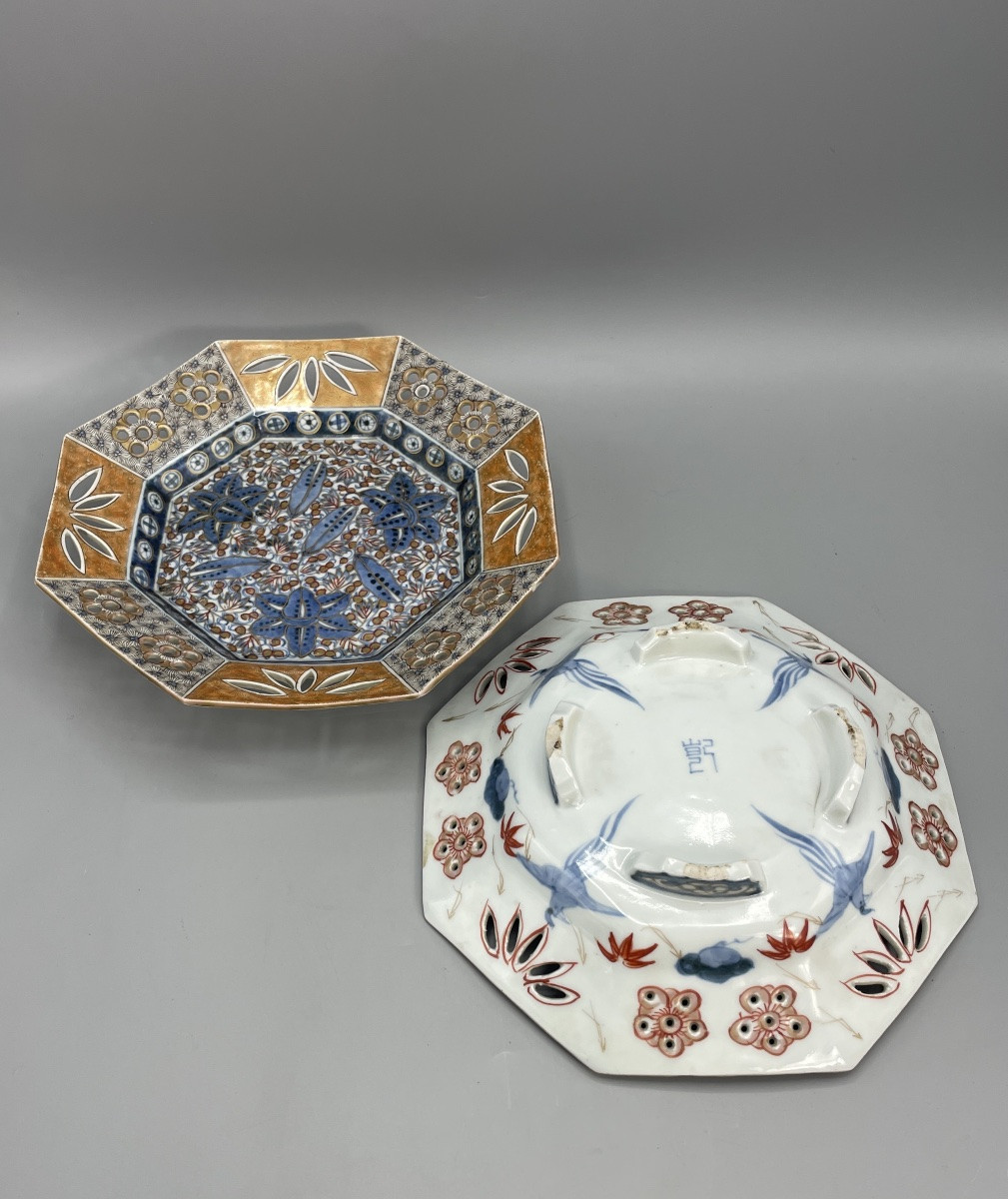 Paire d’assiettes en creux polychrome Japon-photo-3