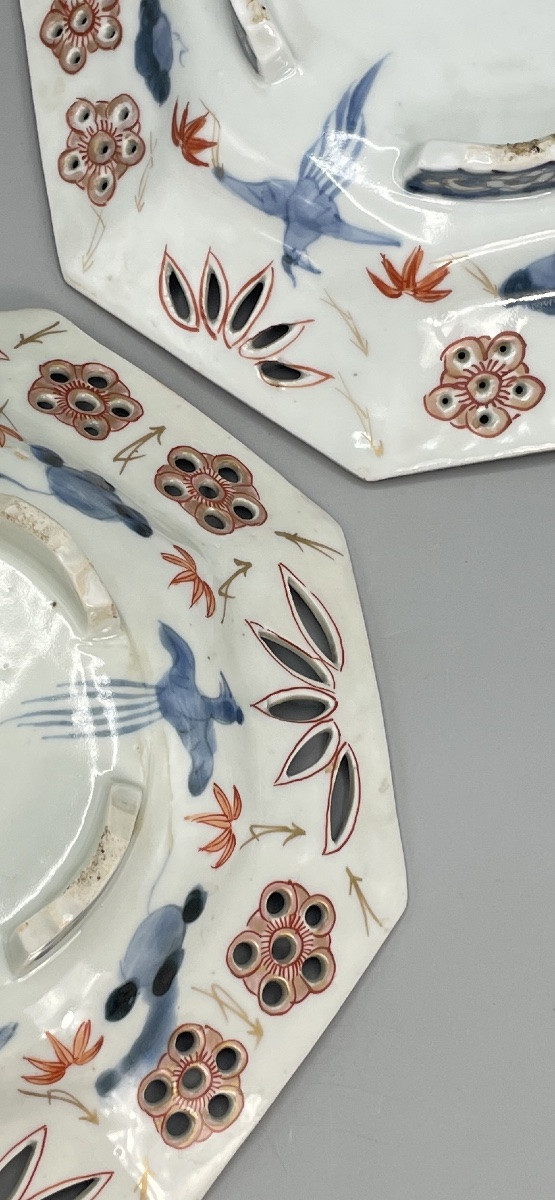 Paire d’assiettes en creux polychrome Japon-photo-2