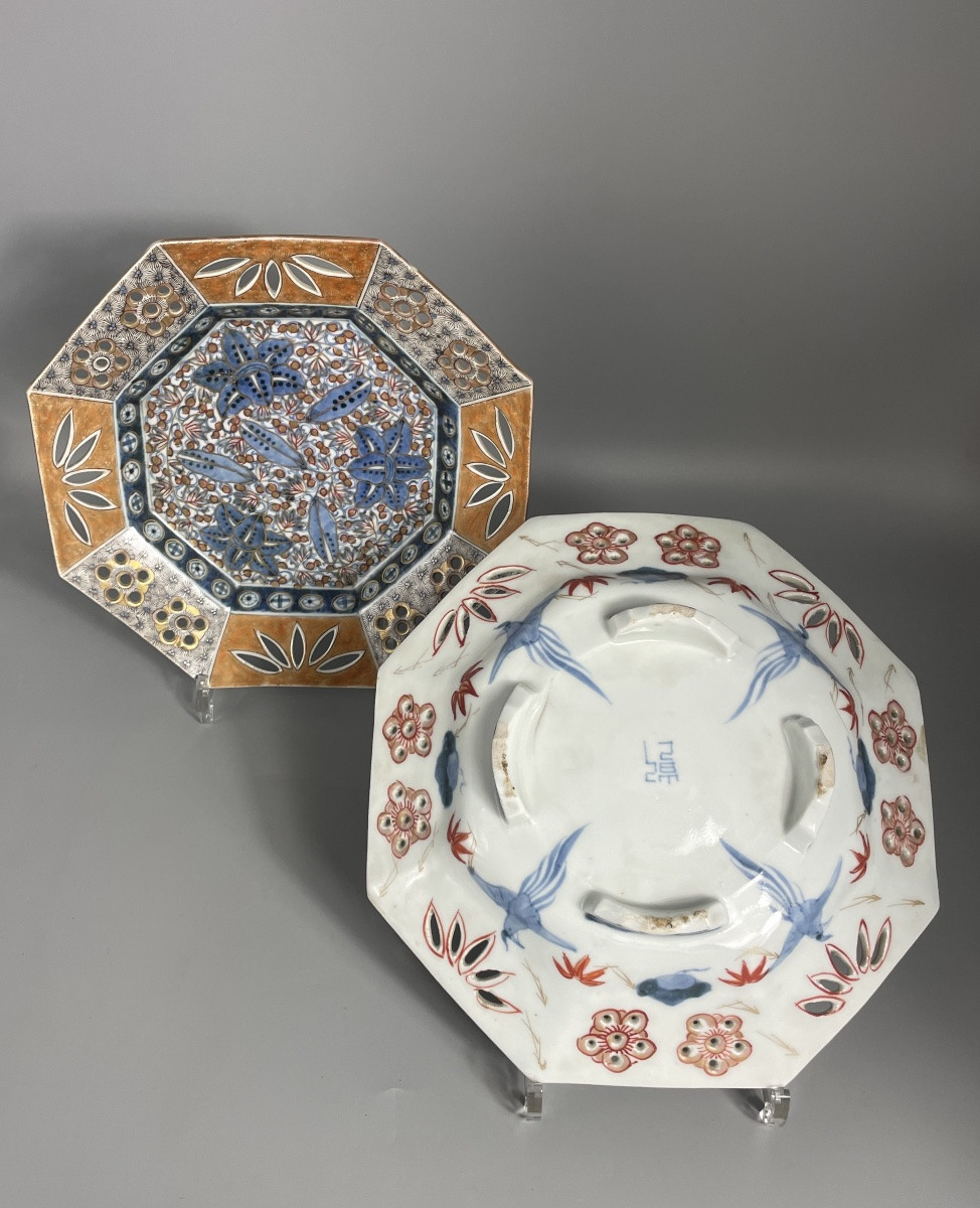 Paire d’assiettes en creux polychrome Japon-photo-4