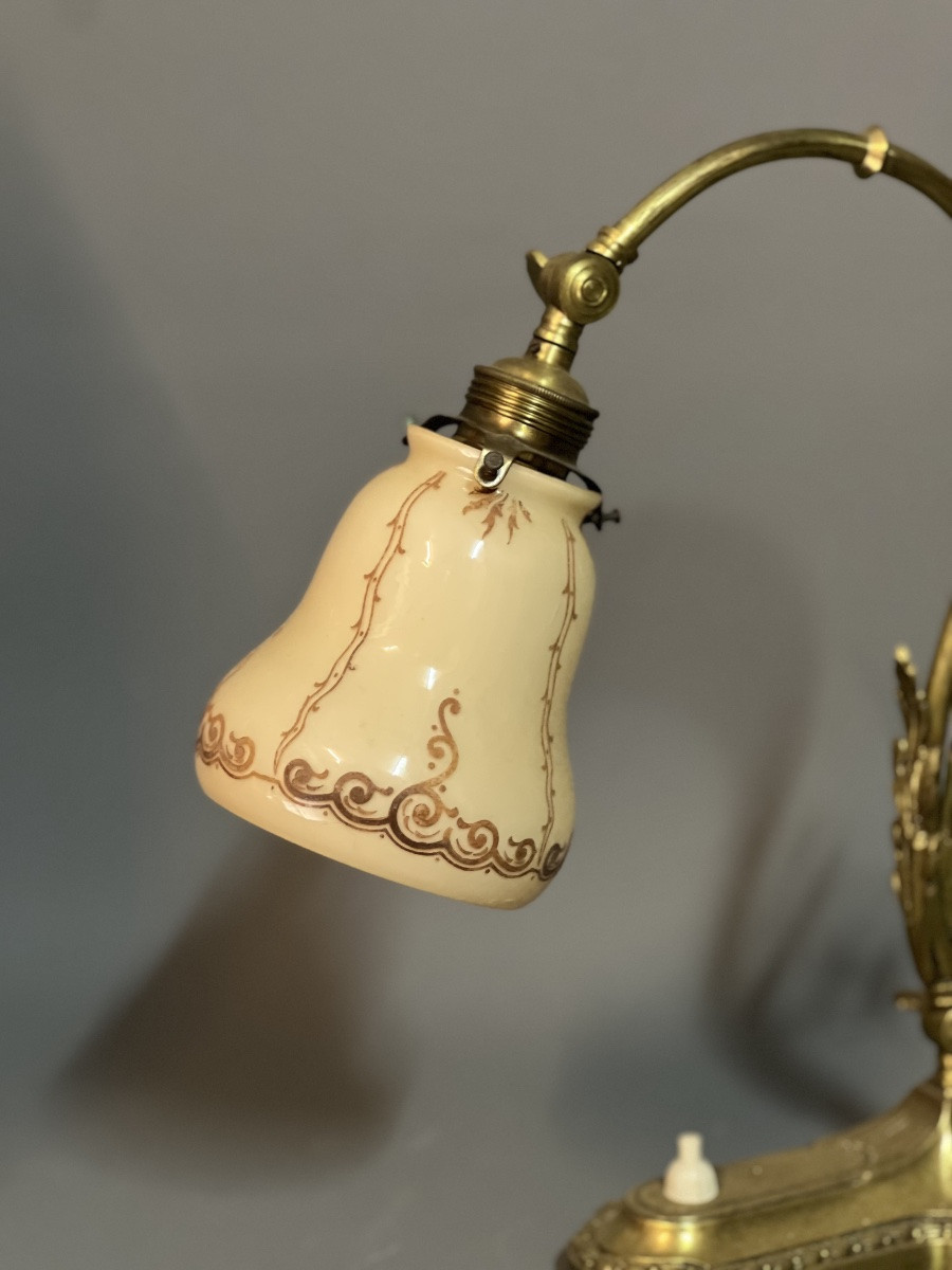 Lampe de bureau, chevet Art Nouveau en bronze, Vers 1900-photo-4
