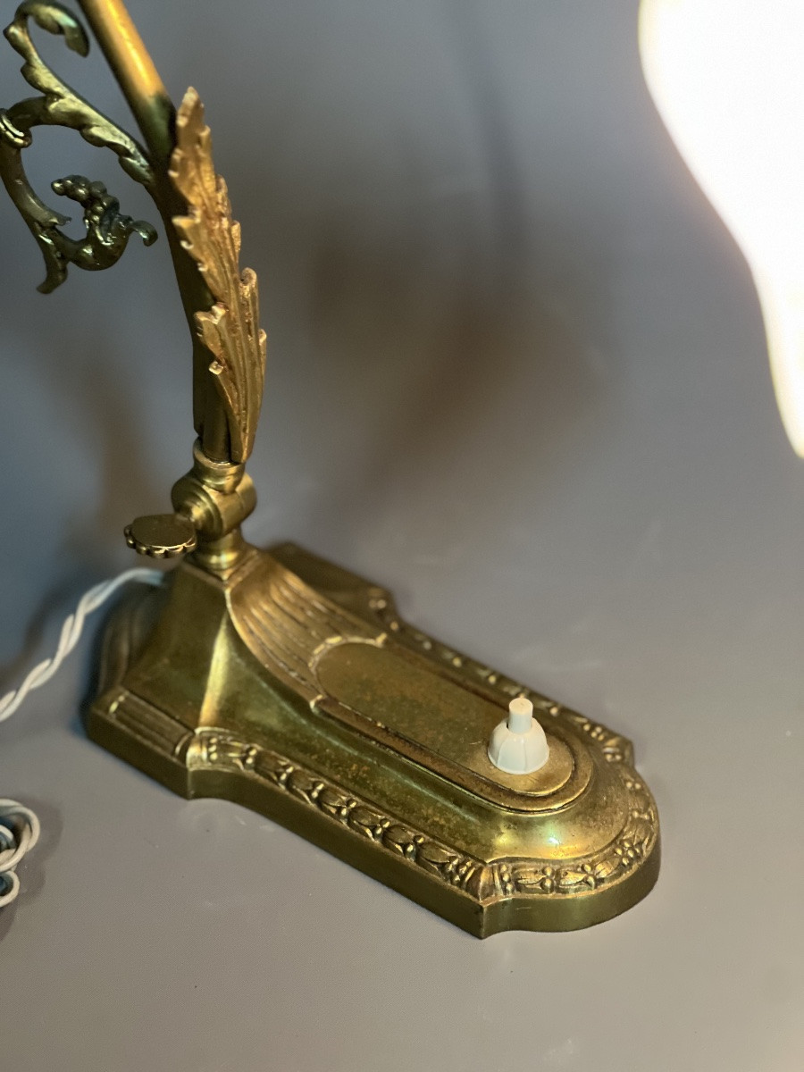 Lampe de bureau, chevet Art Nouveau en bronze, Vers 1900-photo-5