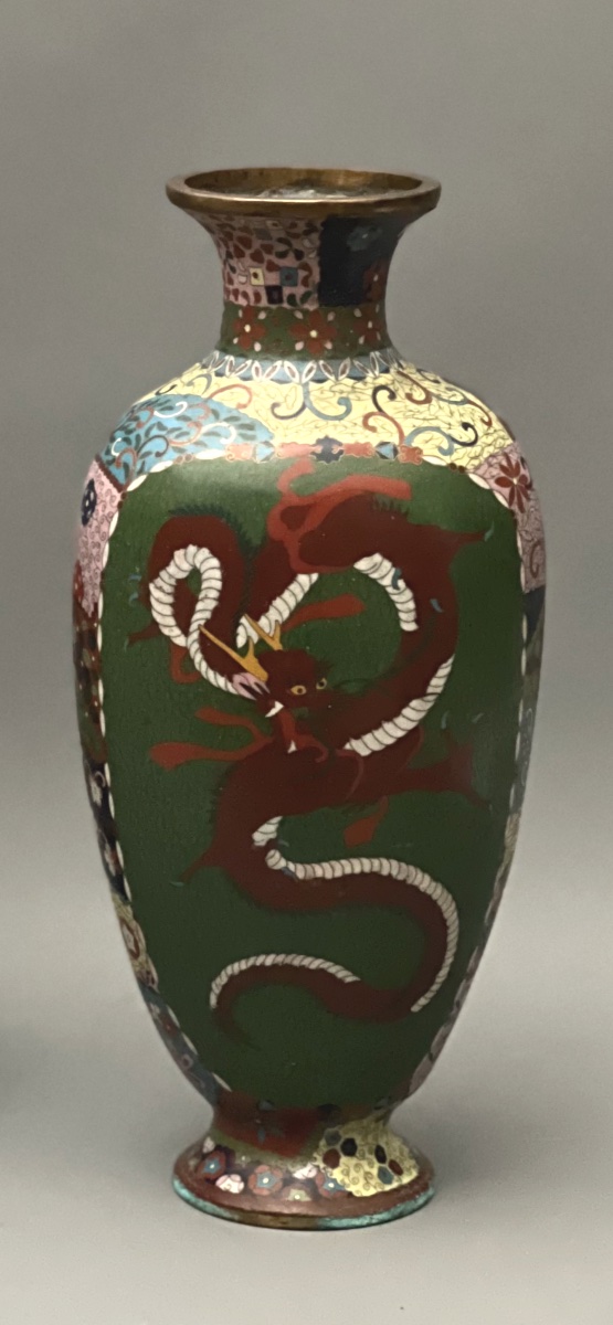 Pair Of Cloisonné Vases, China, Early 20th Century-photo-3