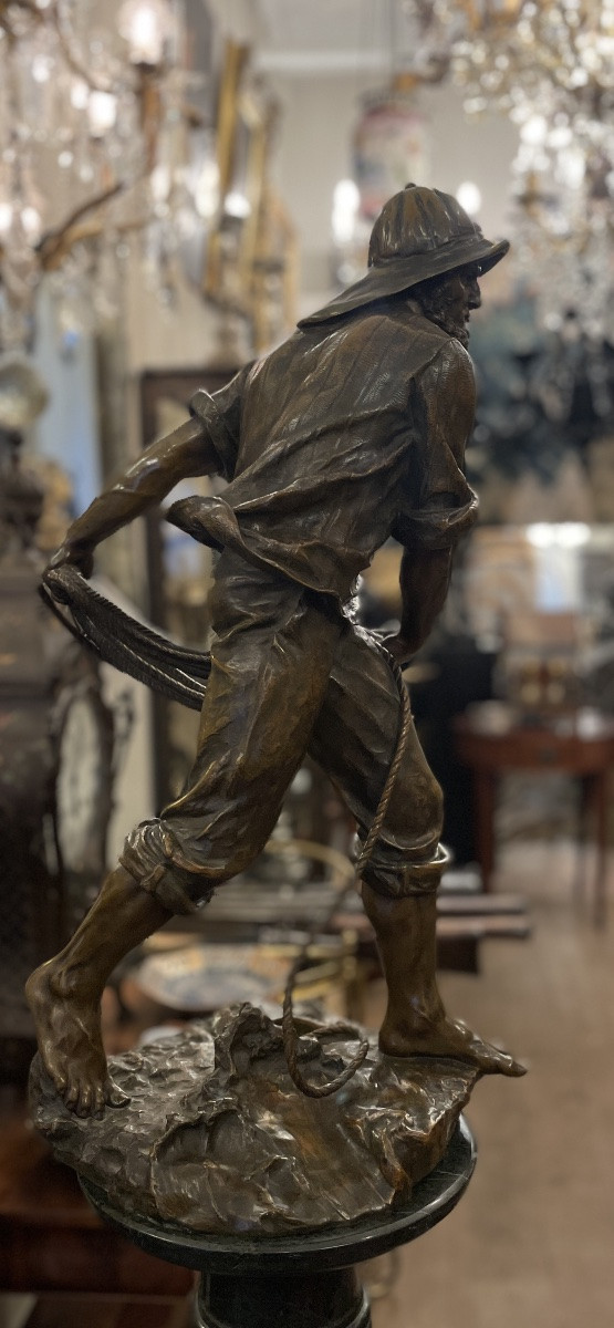 Bronze Sculpture "the Fisherman" By Antoine Bofill 1875-1925-photo-3