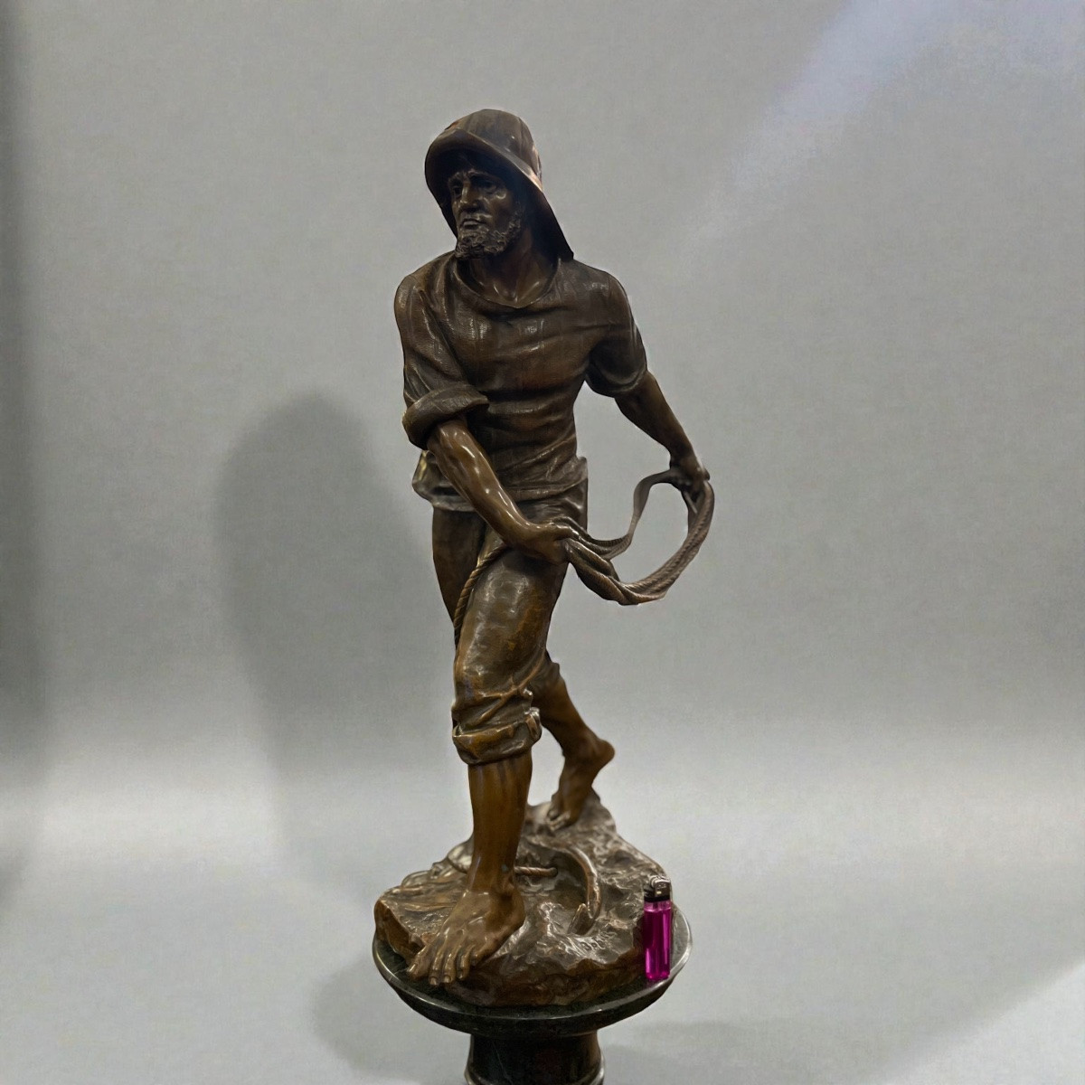 Bronze Sculpture "the Fisherman" By Antoine Bofill 1875-1925-photo-7