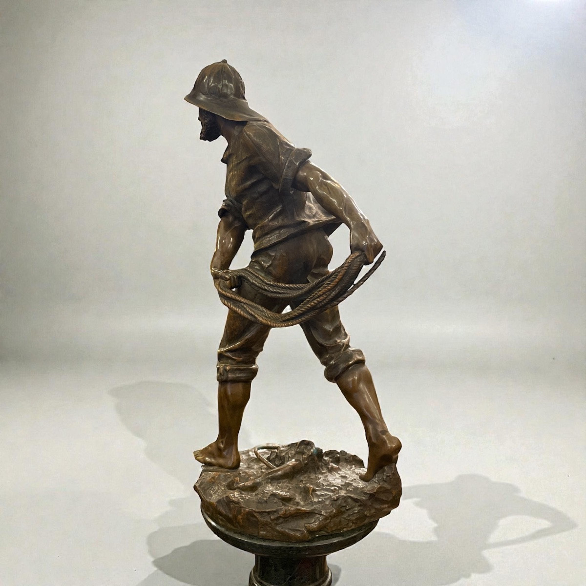Bronze Sculpture "the Fisherman" By Antoine Bofill 1875-1925-photo-8