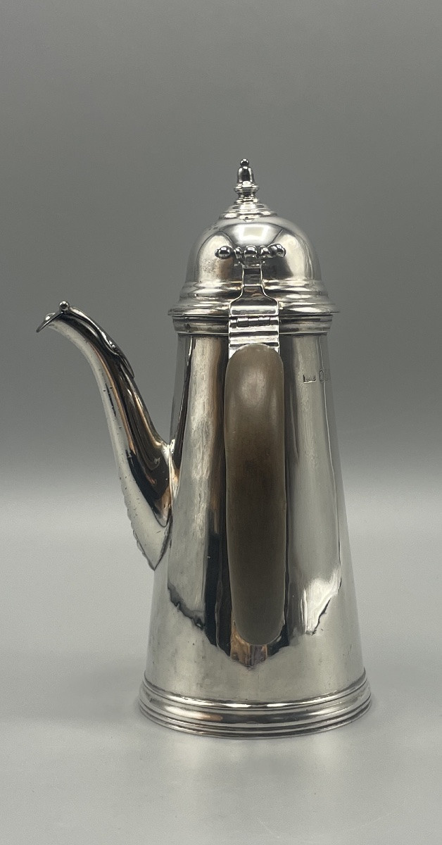 Cafetière anglaise en argent massif Londres, 1918 Crichton Bros-photo-1