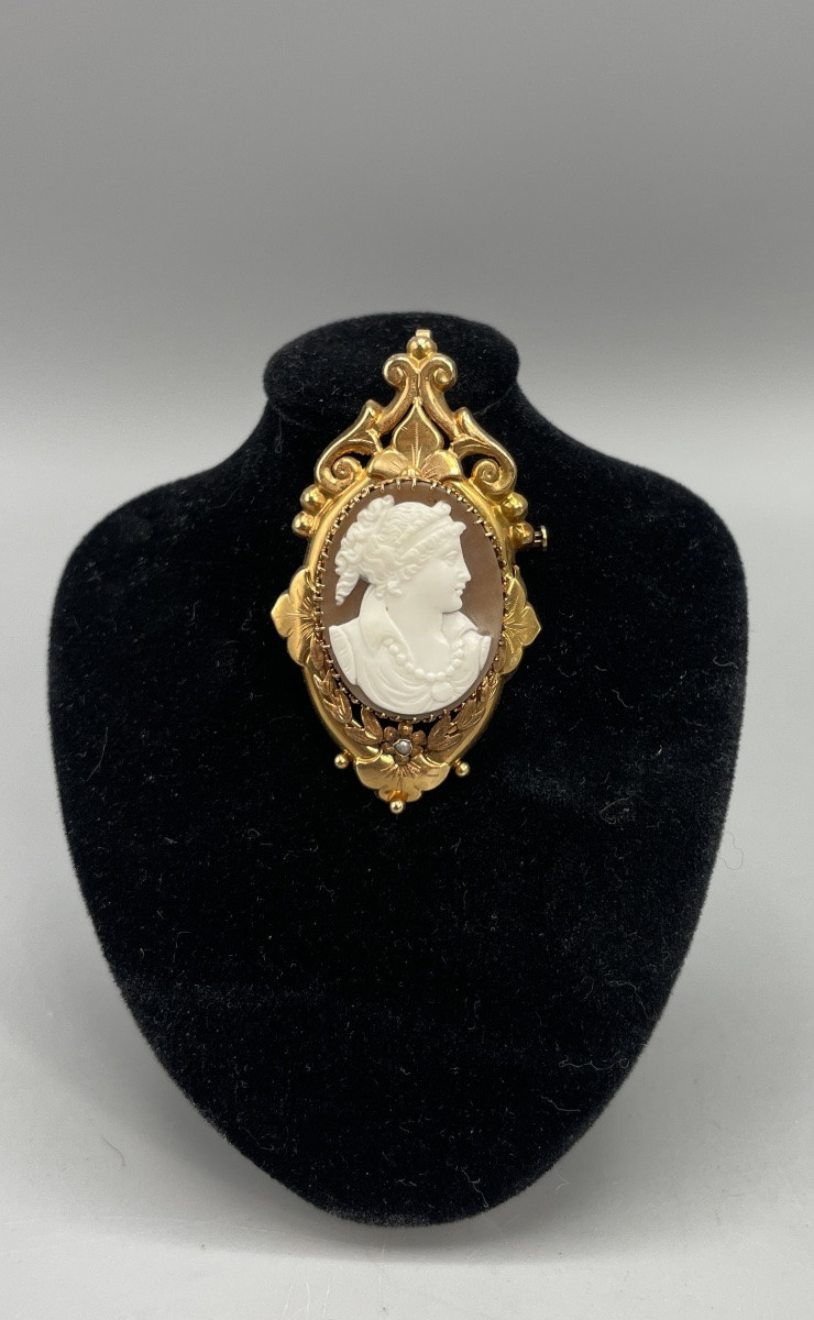 Pendentif – Broche camée en or 18 carats, époque Napoléon III-photo-4