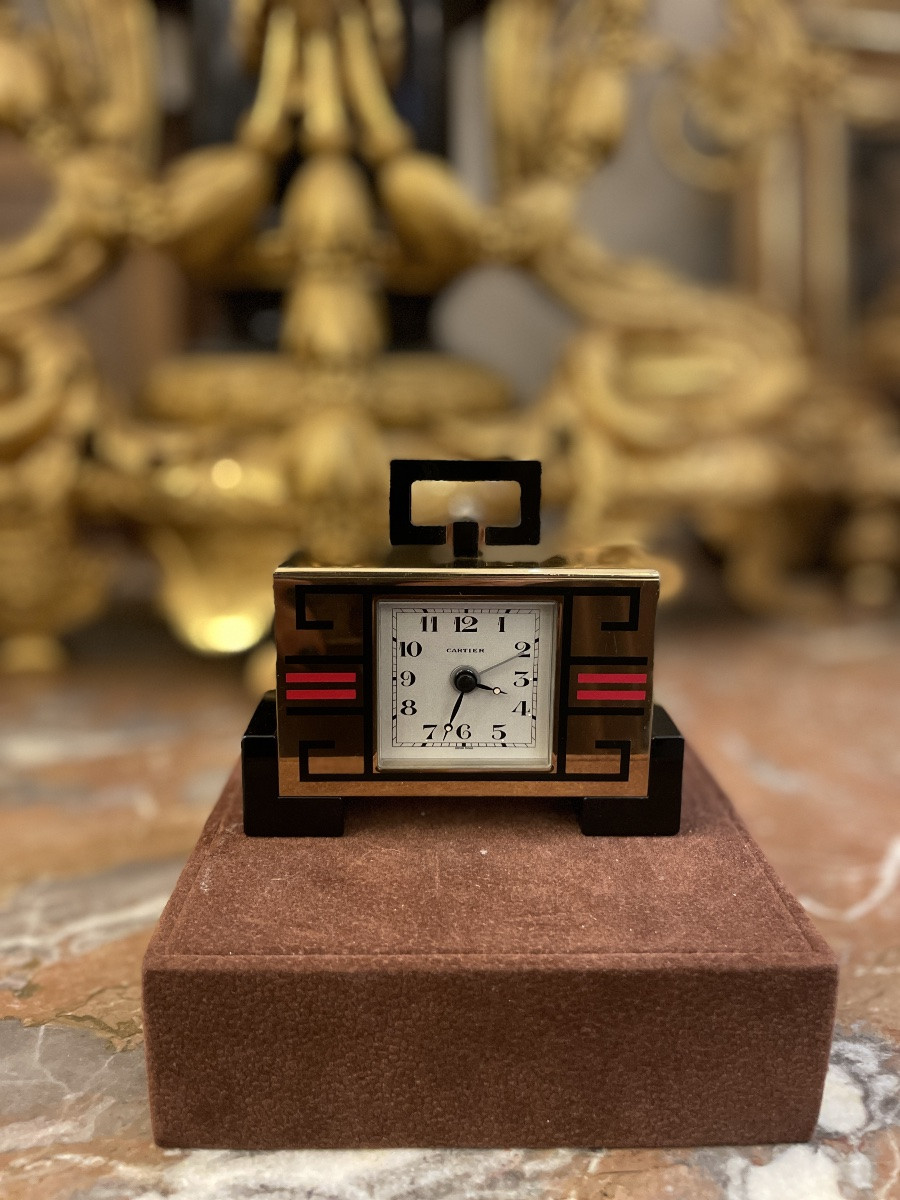 Pendulette de bureau de la Maison Cartier en parfait état -photo-2