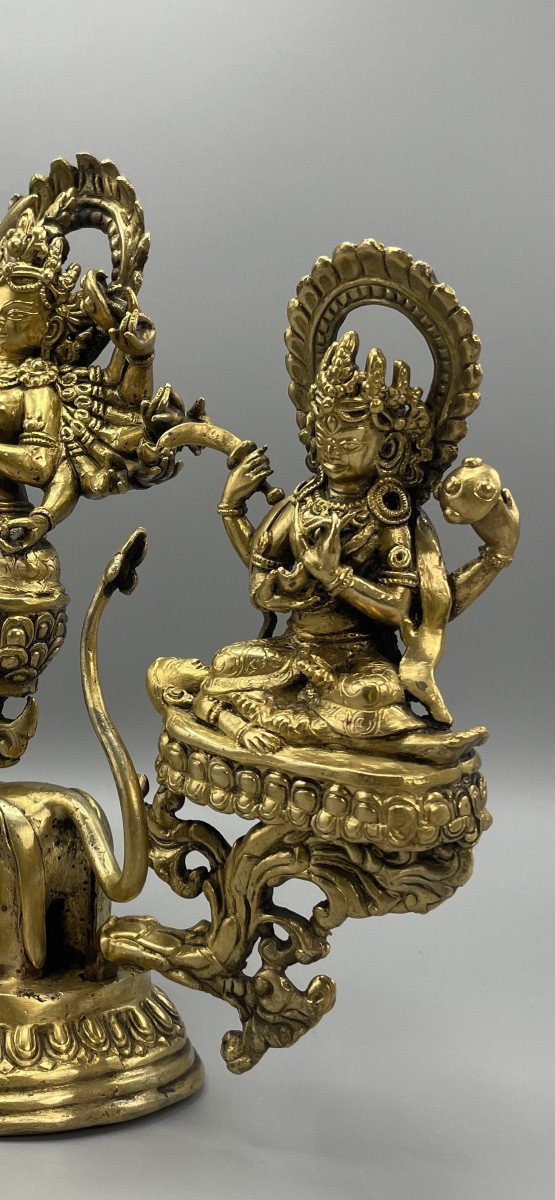 Gilt Bronze Group Depicting A Buddhist Deity – Asian Work-photo-3