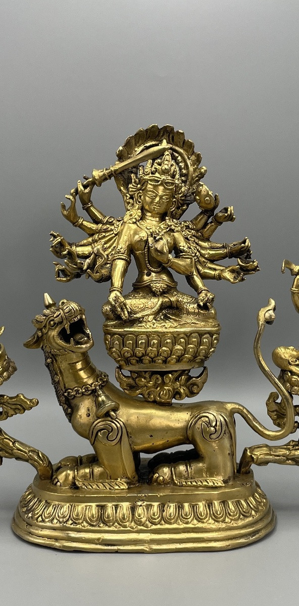 Gilt Bronze Group Depicting A Buddhist Deity – Asian Work-photo-2