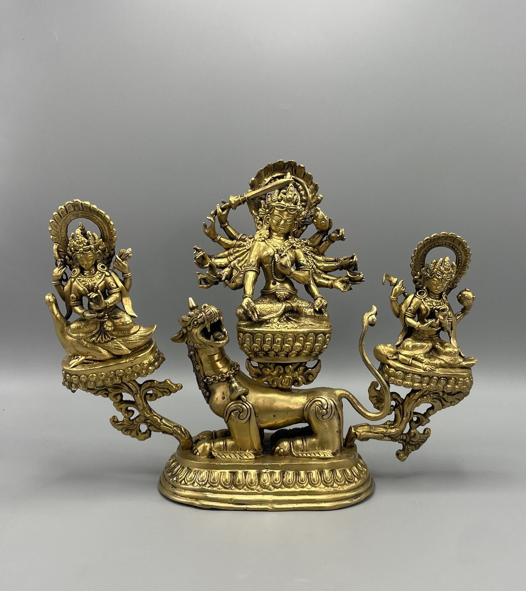 Gilt Bronze Group Depicting A Buddhist Deity – Asian Work-photo-6