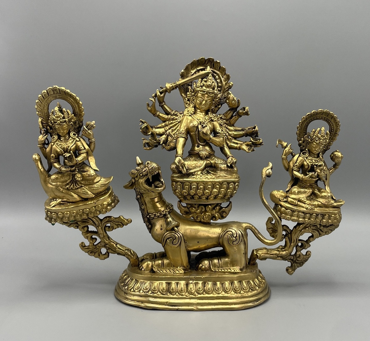 Gilt Bronze Group Depicting A Buddhist Deity – Asian Work
