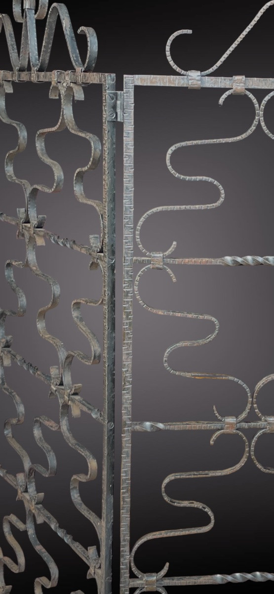 Wrought Iron Screen, Room Divider, Industrial Style Circa 1920.-photo-3