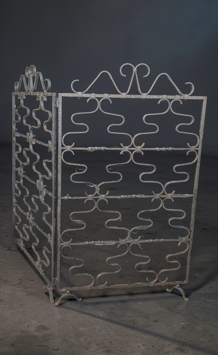 Wrought Iron Screen, Room Divider, Industrial Style Circa 1920.-photo-4