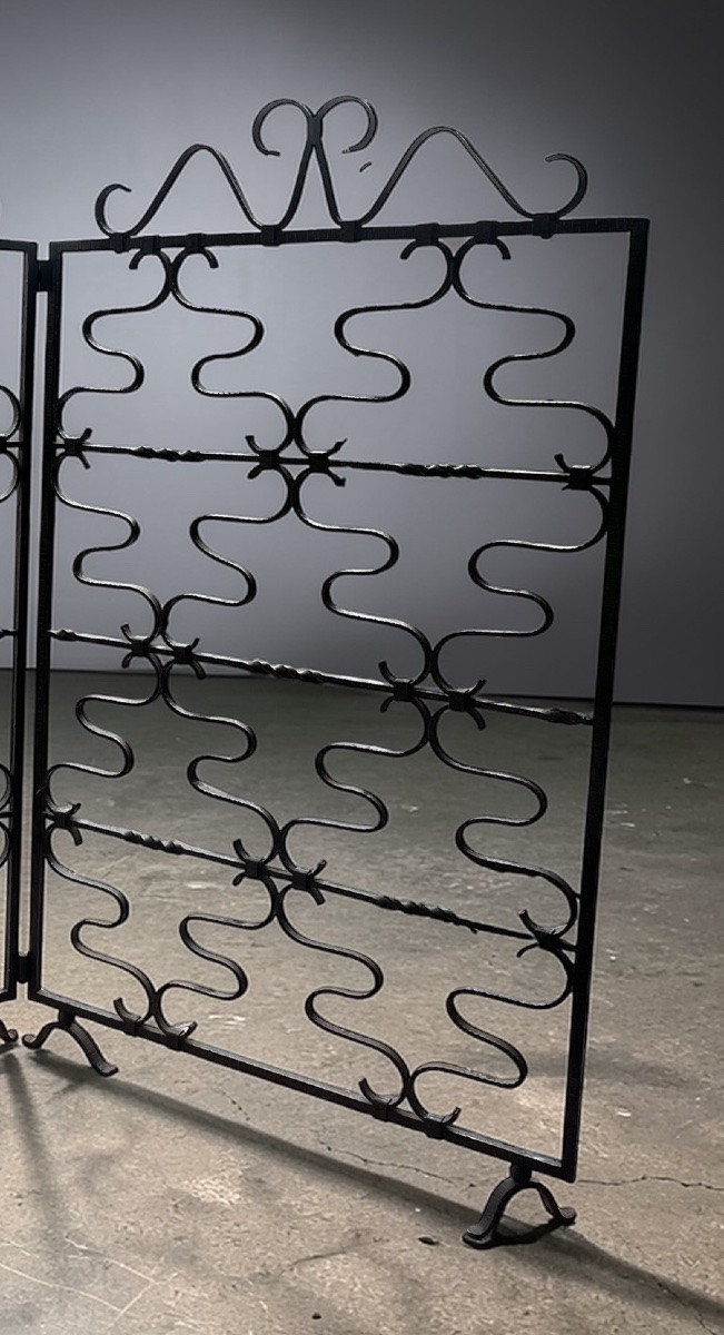 Wrought Iron Screen, Room Divider, Industrial Style Circa 1920.-photo-2