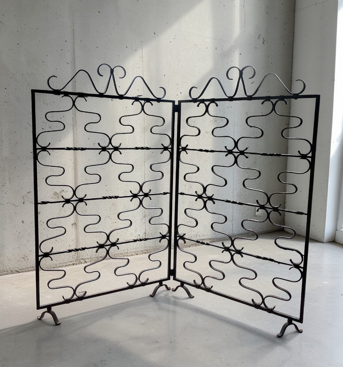 Wrought Iron Screen, Room Divider, Industrial Style Circa 1920.-photo-4