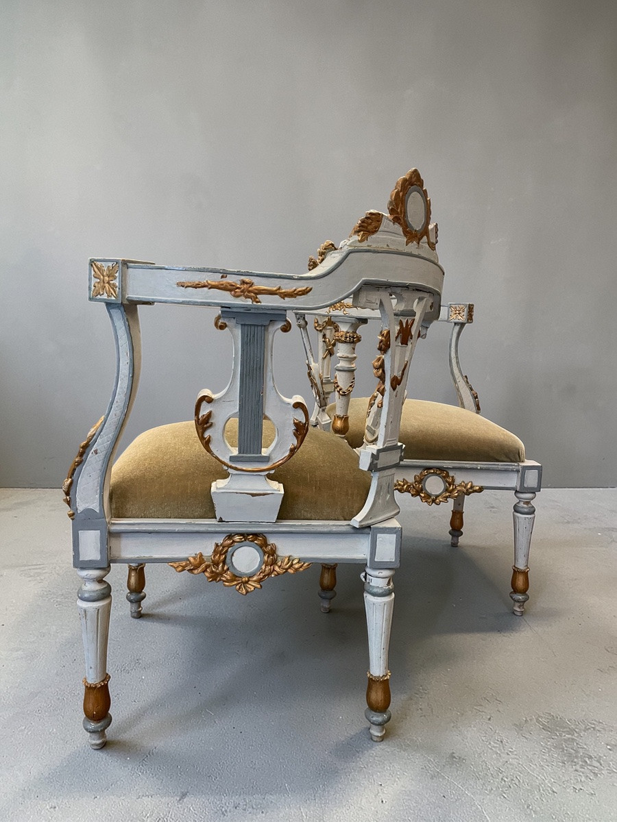 Louis XVI Style Private Sitting Table, Carved And Patinated Wood-photo-2