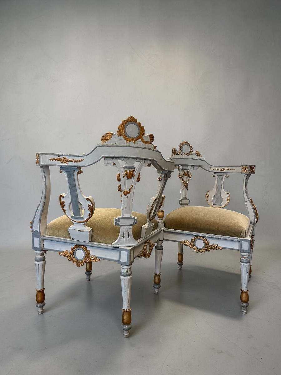Louis XVI Style Private Sitting Table, Carved And Patinated Wood-photo-3