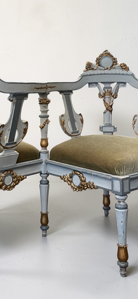 Louis XVI Style Private Sitting Table, Carved And Patinated Wood-photo-2