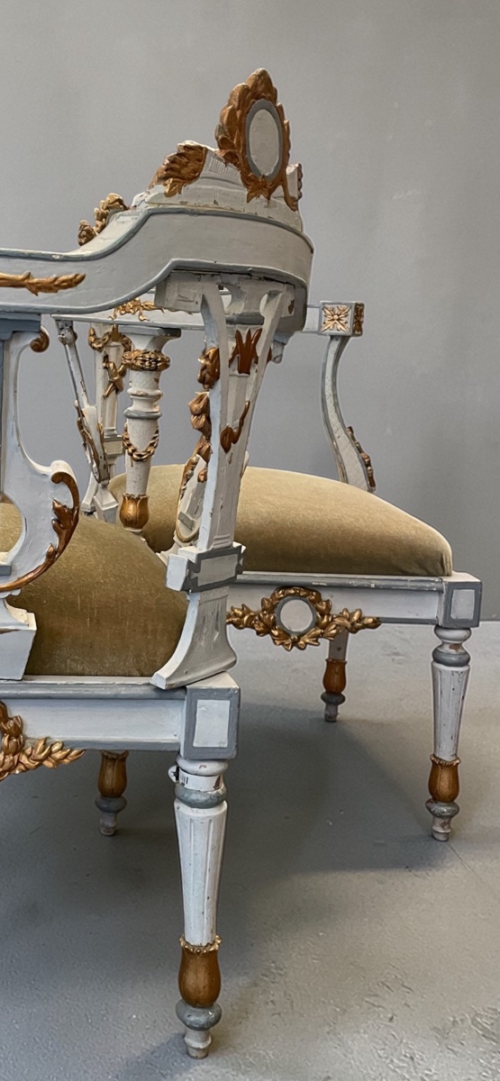 Louis XVI Style Private Sitting Table, Carved And Patinated Wood-photo-4