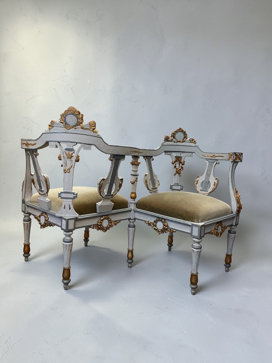 Louis XVI Style Private Sitting Table, Carved And Patinated Wood-photo-5