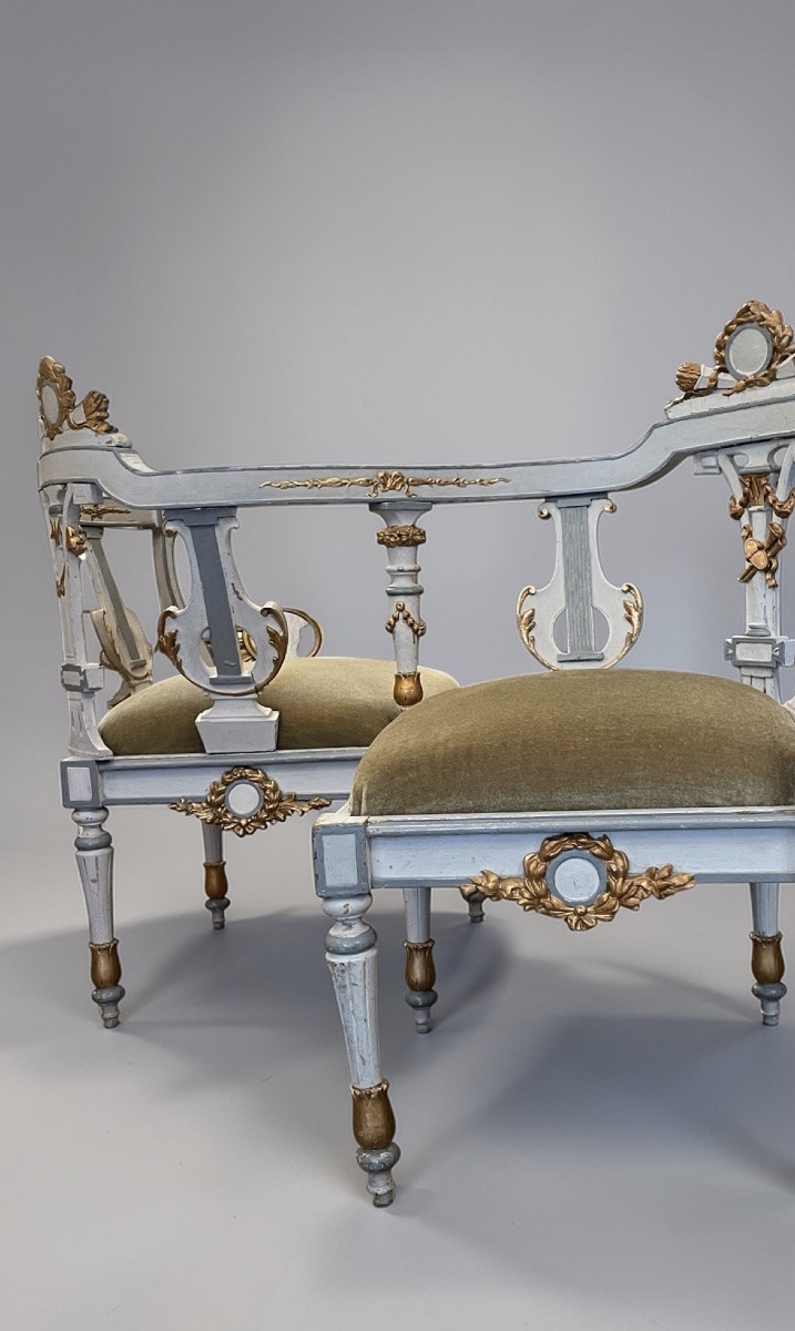 Louis XVI Style Private Sitting Table, Carved And Patinated Wood-photo-6