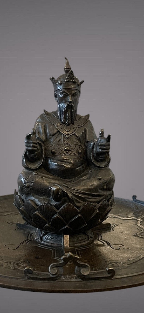 ⸻ Bronze Inkwell With Immortal Decoration Japanese-inspired French Work-photo-2