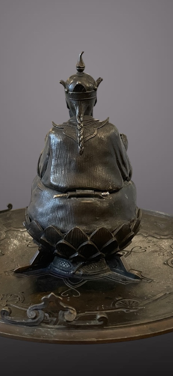 ⸻ Bronze Inkwell With Immortal Decoration Japanese-inspired French Work-photo-4