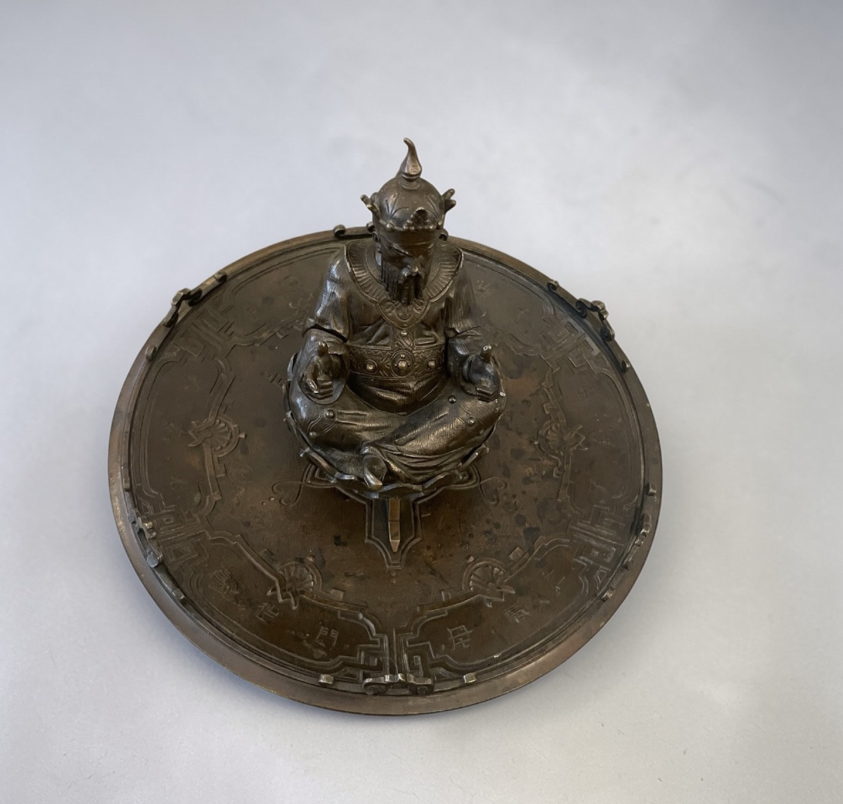 ⸻ Bronze Inkwell With Immortal Decoration Japanese-inspired French Work-photo-3