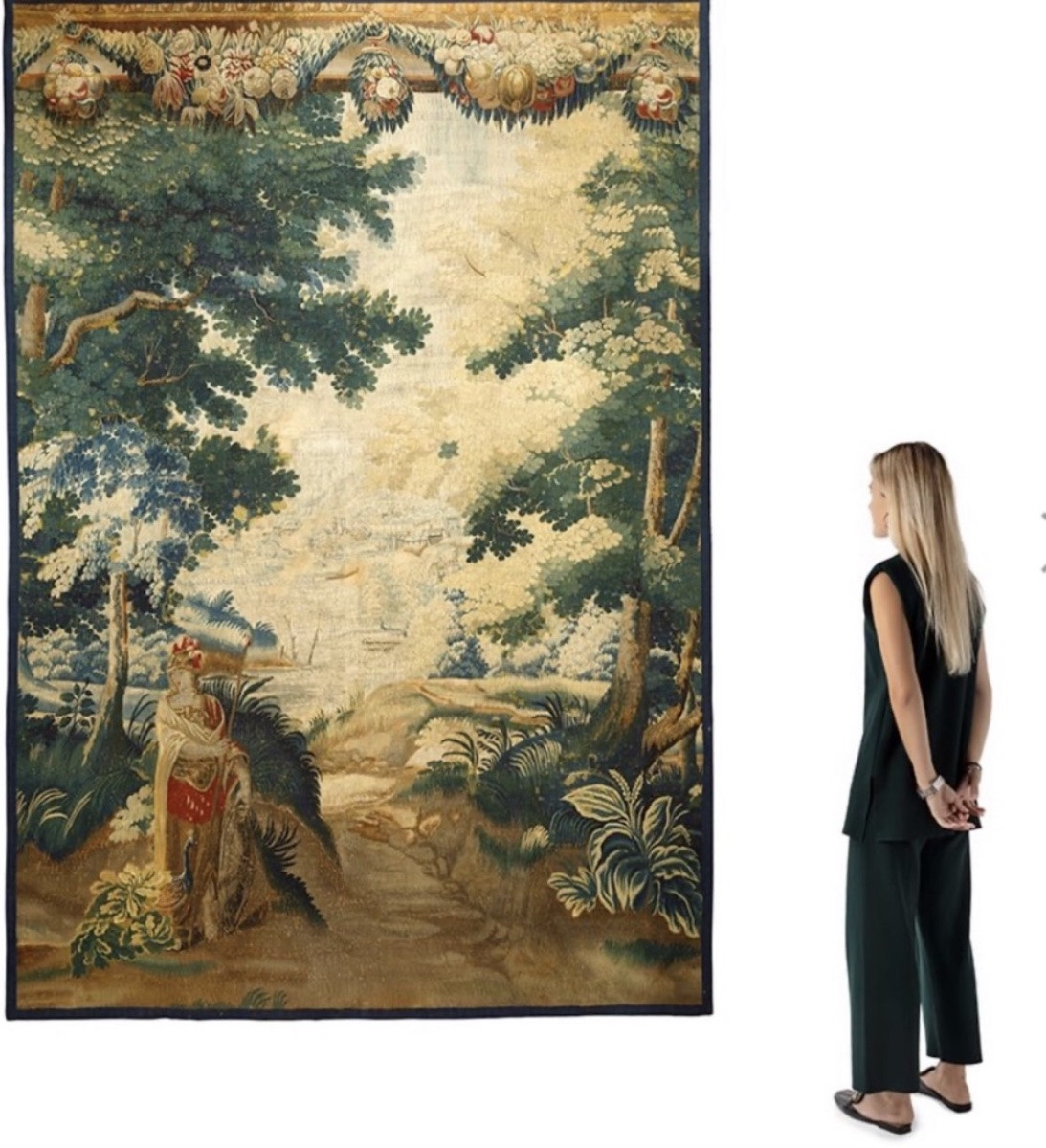 18th Century Flanders Tapestry, Animated Greenery Décor-photo-2