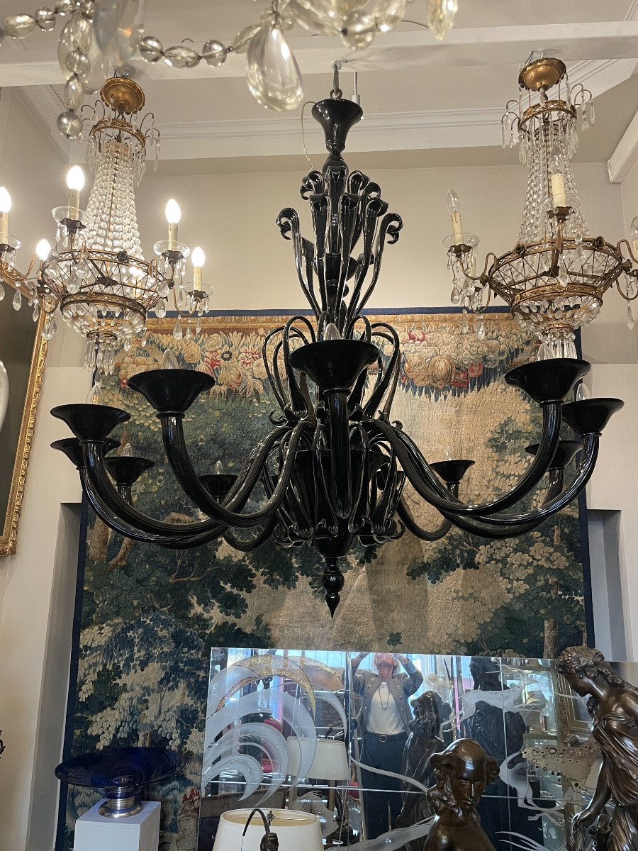 Murano Glass Chandelier With 12 Arms Circa 1970-photo-3