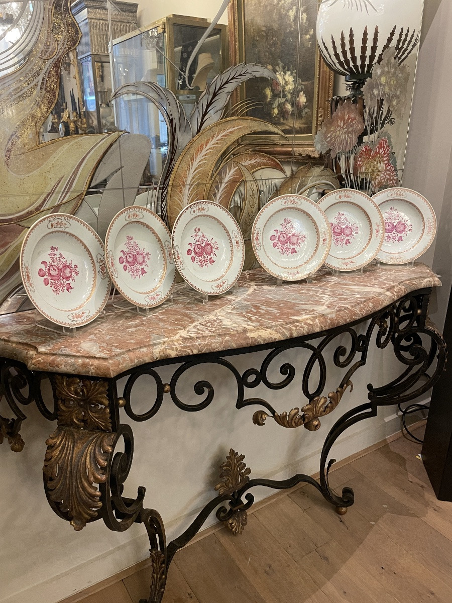 Suite Of 6 Chinese Porcelain Soup Plates, Compagnie Des Indes, Late 18th - Early 11th Century-photo-2