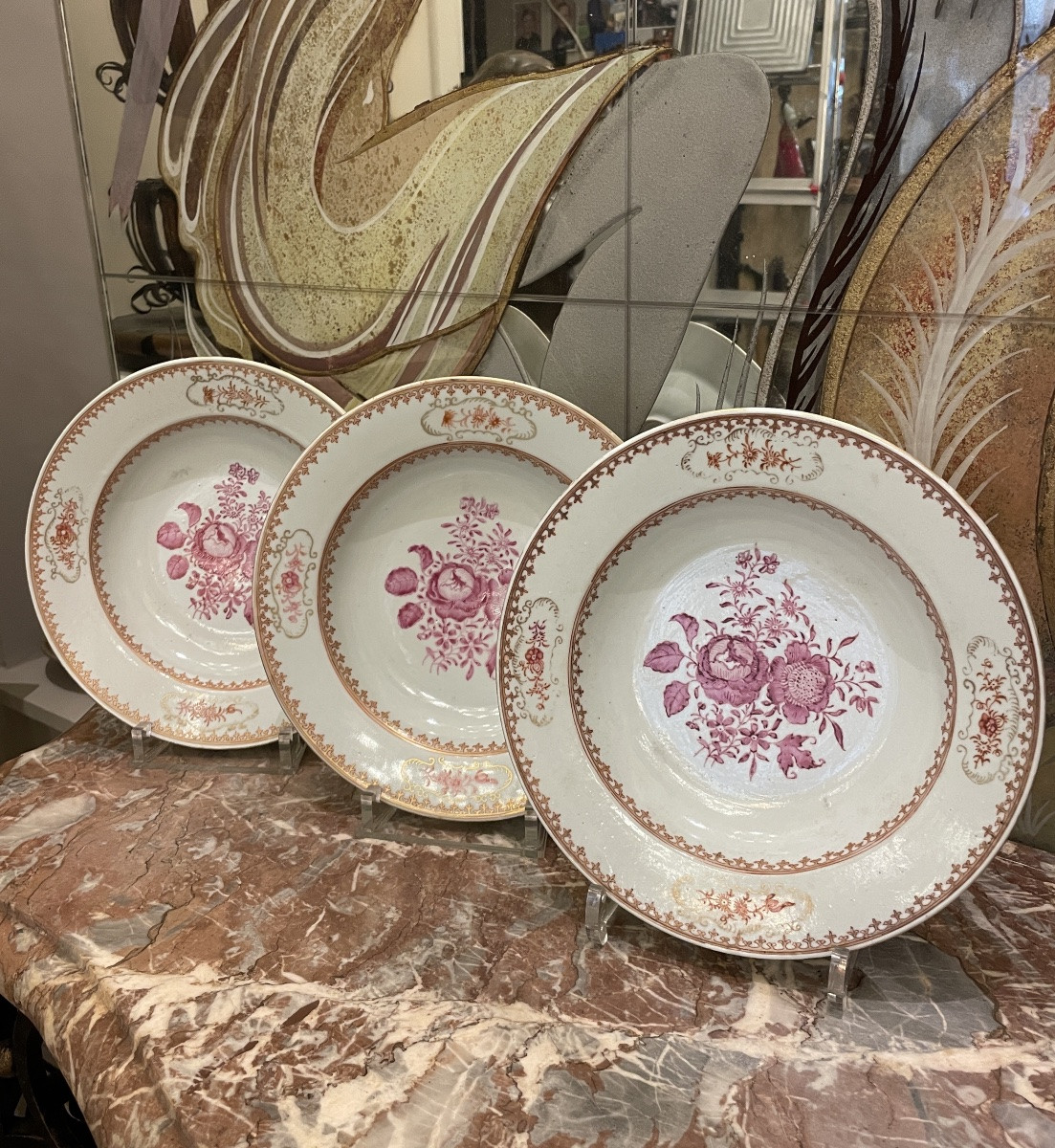 Suite Of 6 Chinese Porcelain Soup Plates, Compagnie Des Indes, Late 18th - Early 11th Century-photo-4