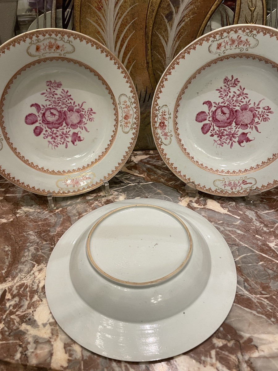Suite Of 6 Chinese Porcelain Soup Plates, Compagnie Des Indes, Late 18th - Early 11th Century-photo-3