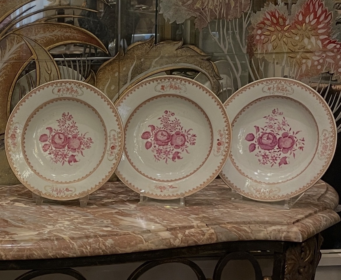 Suite Of 6 Chinese Porcelain Soup Plates, Compagnie Des Indes, Late 18th - Early 11th Century-photo-5