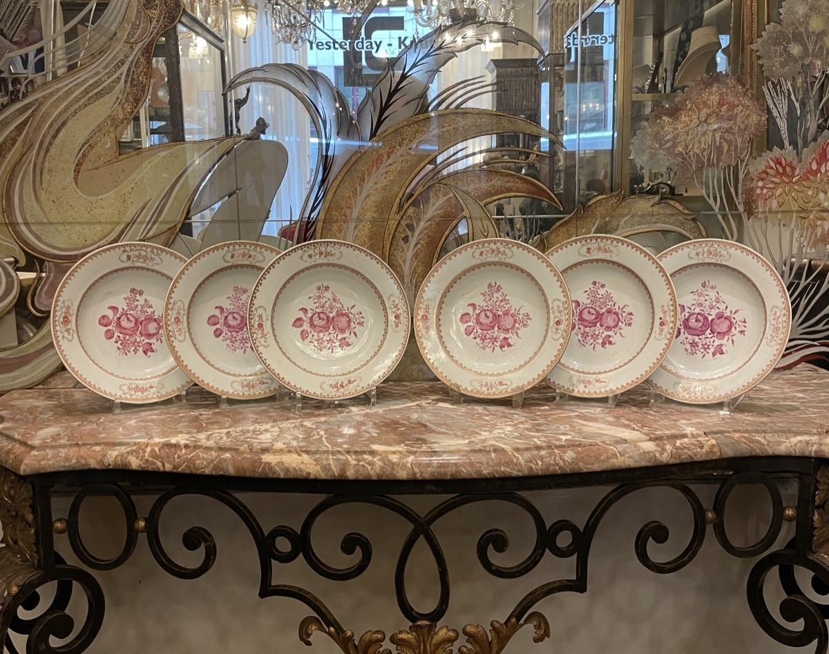 Suite Of 6 Chinese Porcelain Soup Plates, Compagnie Des Indes, Late 18th - Early 11th Century