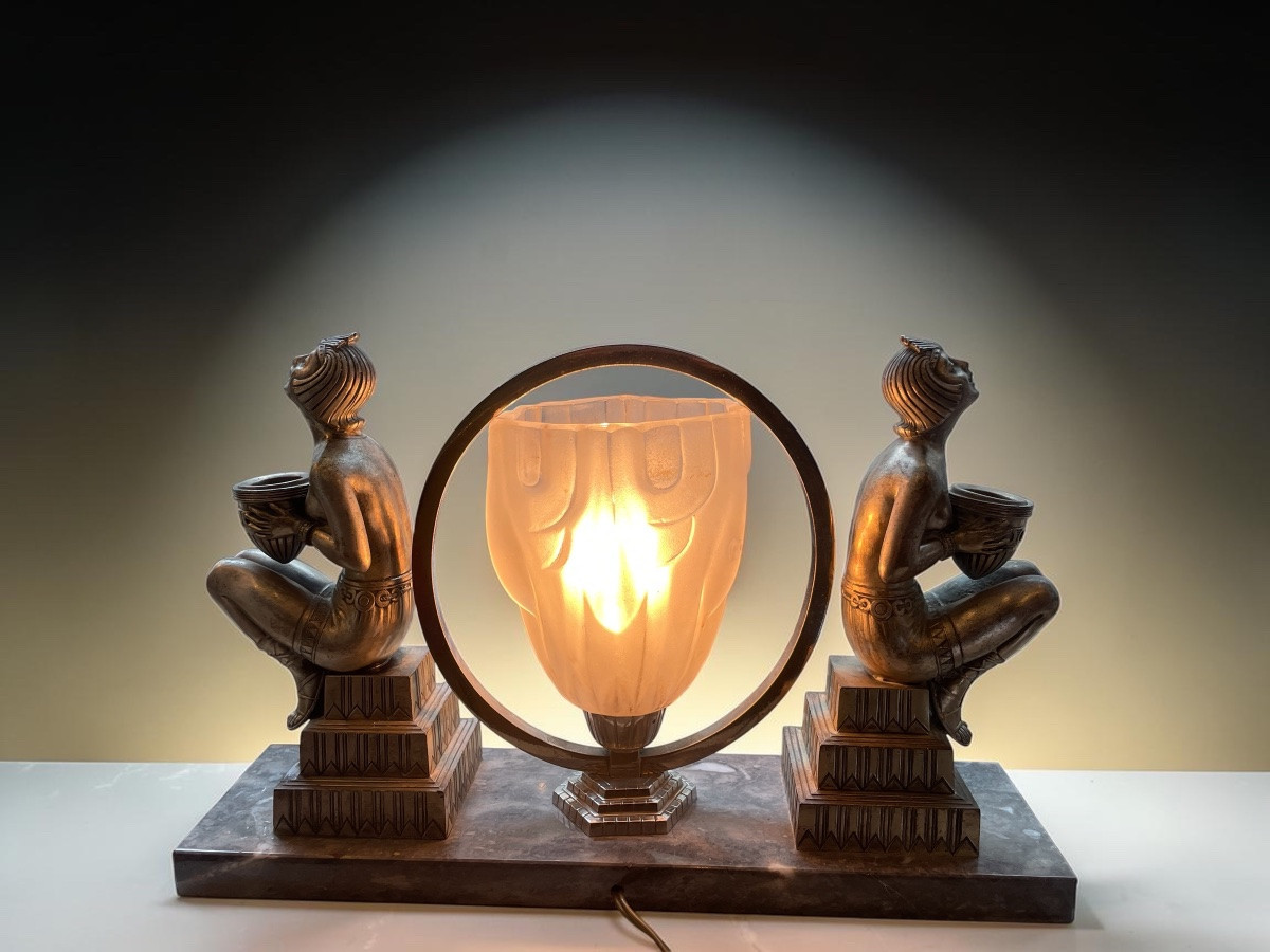 Jacques Limousin Egyptian Art Deco Lamp-photo-2