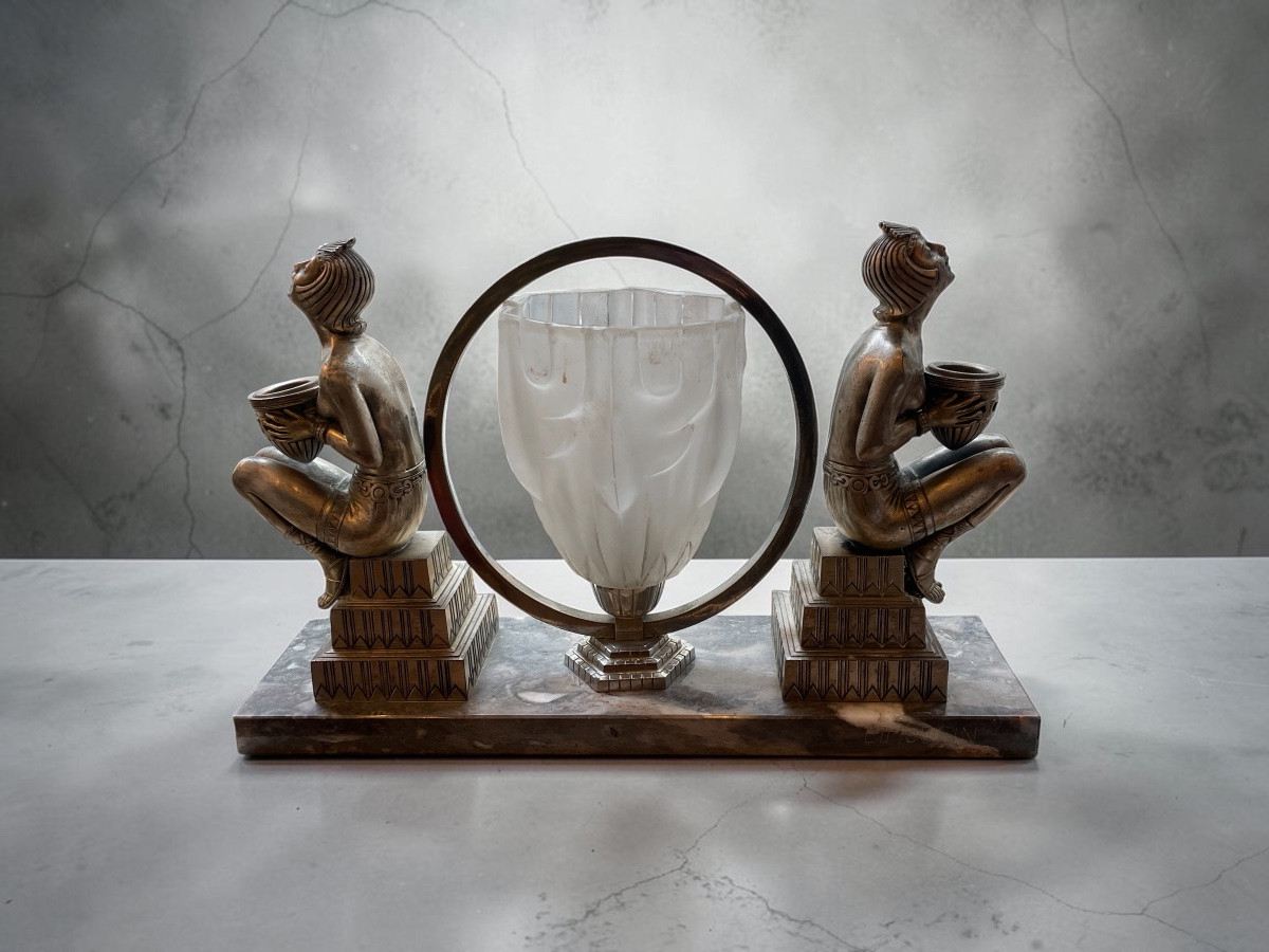 Jacques Limousin Egyptian Art Deco Lamp-photo-6