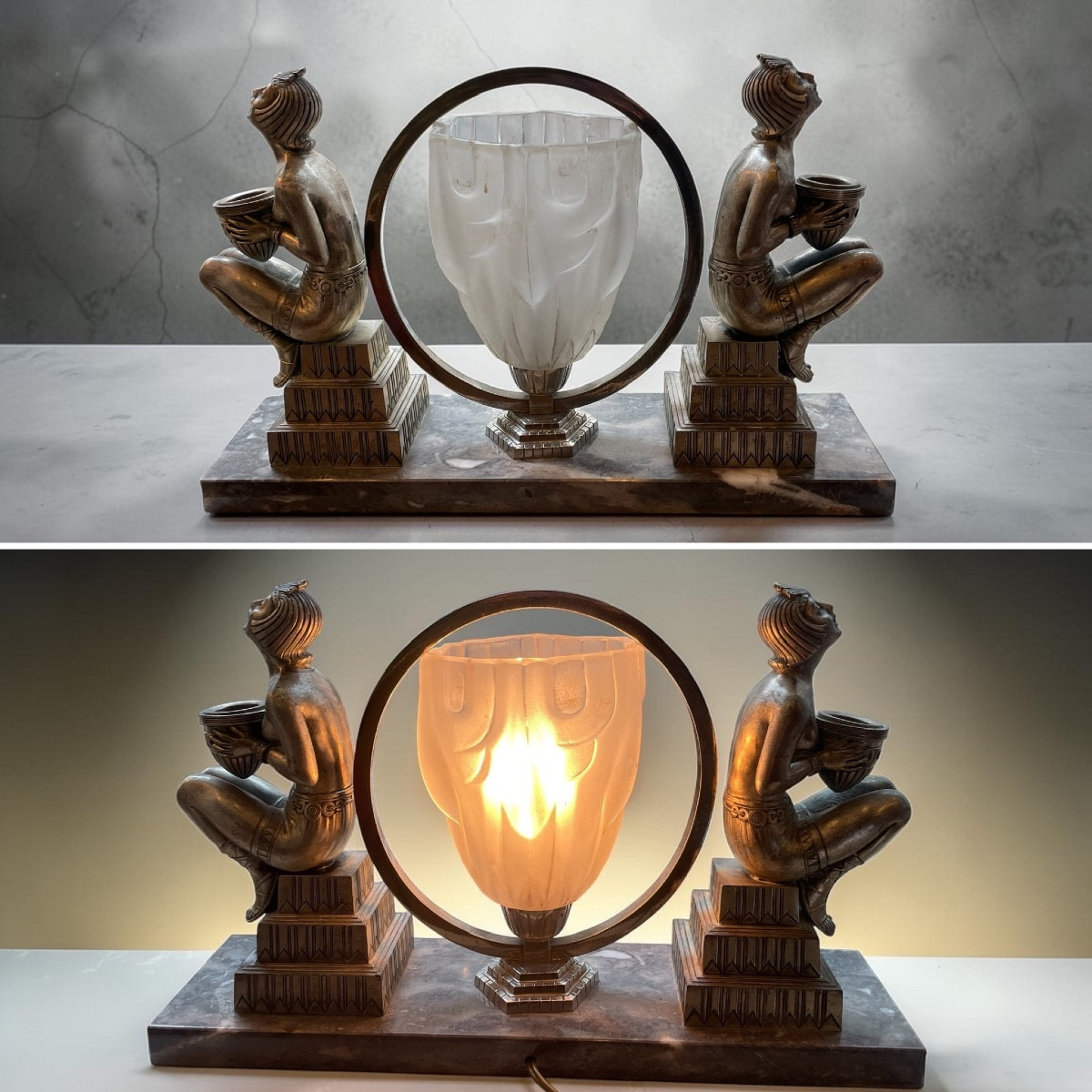 Jacques Limousin Egyptian Art Deco Lamp