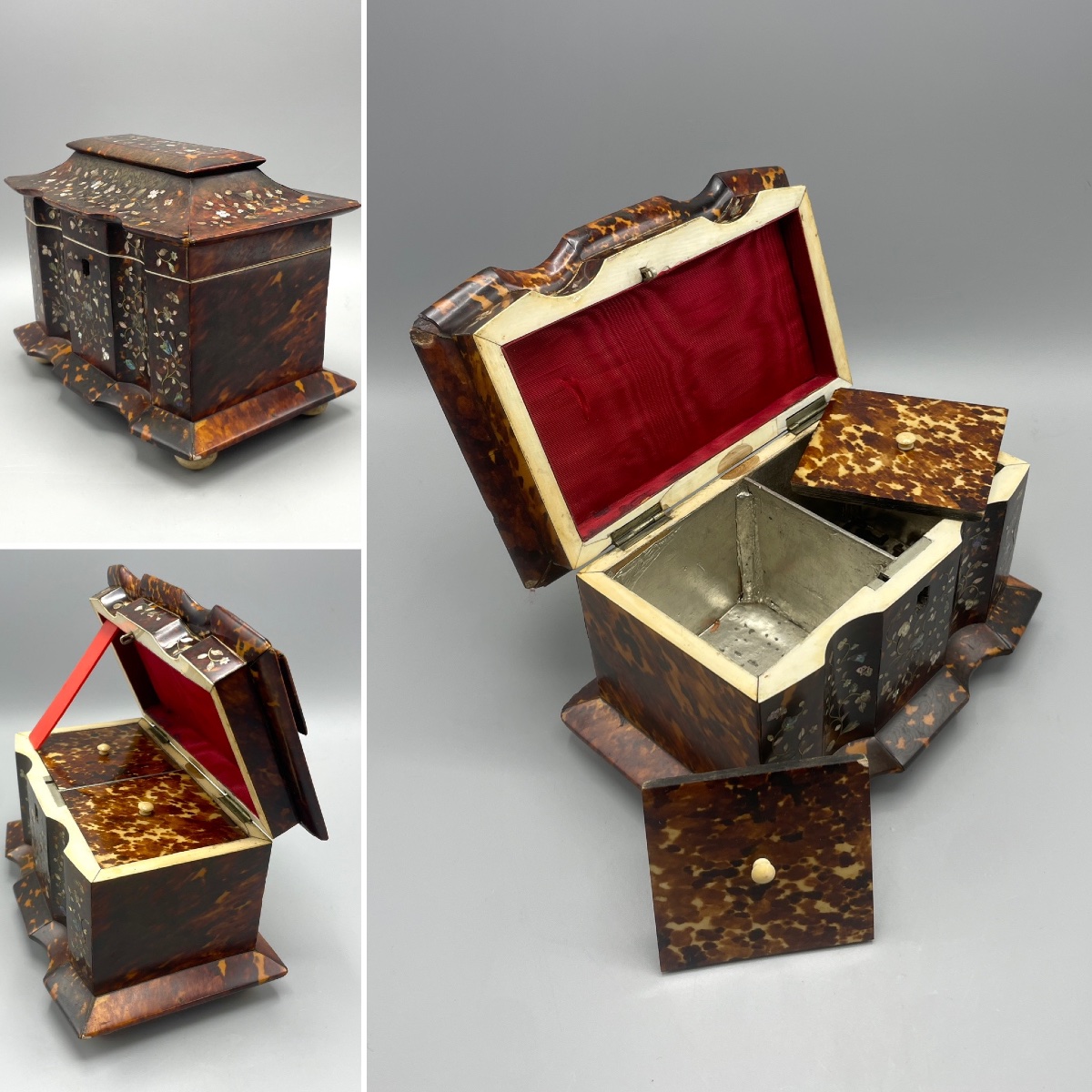 English Tortoiseshell And Mother-of-pearl Tea Caddy, Liverpool, 19th Century