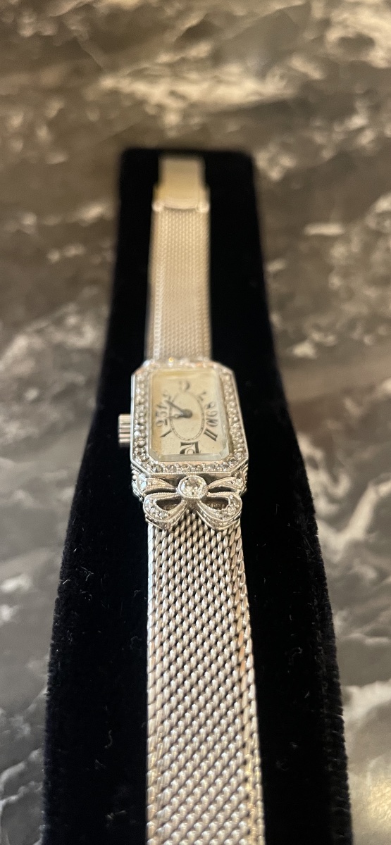 Art Deco Bracelet Watch In Platinum, 18-carat White Gold And Diamonds - Circa 1910-1920-photo-4