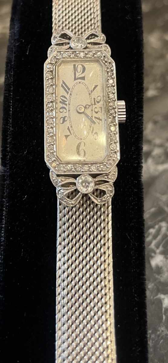 Art Deco Bracelet Watch In Platinum, 18-carat White Gold And Diamonds - Circa 1910-1920-photo-1