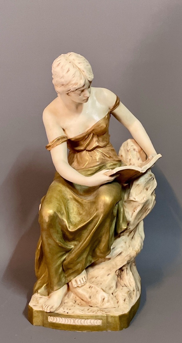 Royal Dux Bohemia – Young Woman Reading, Early 20th Century