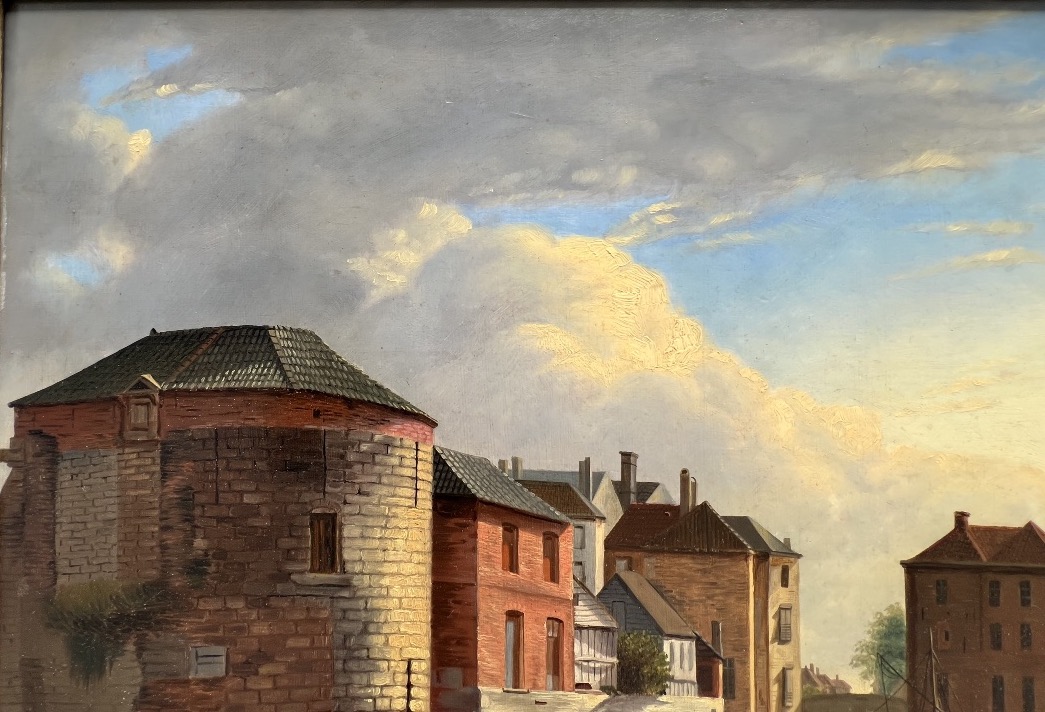 Julien Ducorron (1770–1849) View Of A City Waterfront With A Fortified Tower And Boats-photo-5