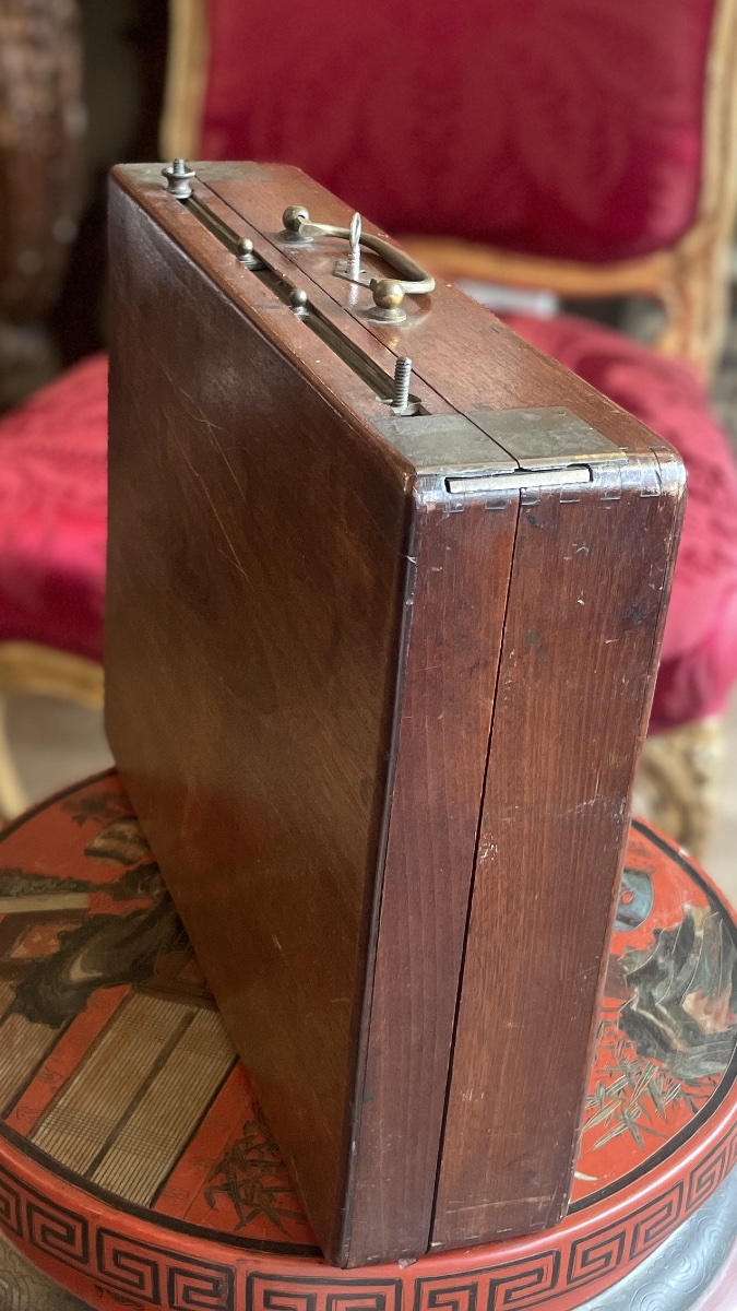 Coffret de peintre de voyage en acajou avec chevalet à crémaillère, palette et accessoires – XI-photo-2